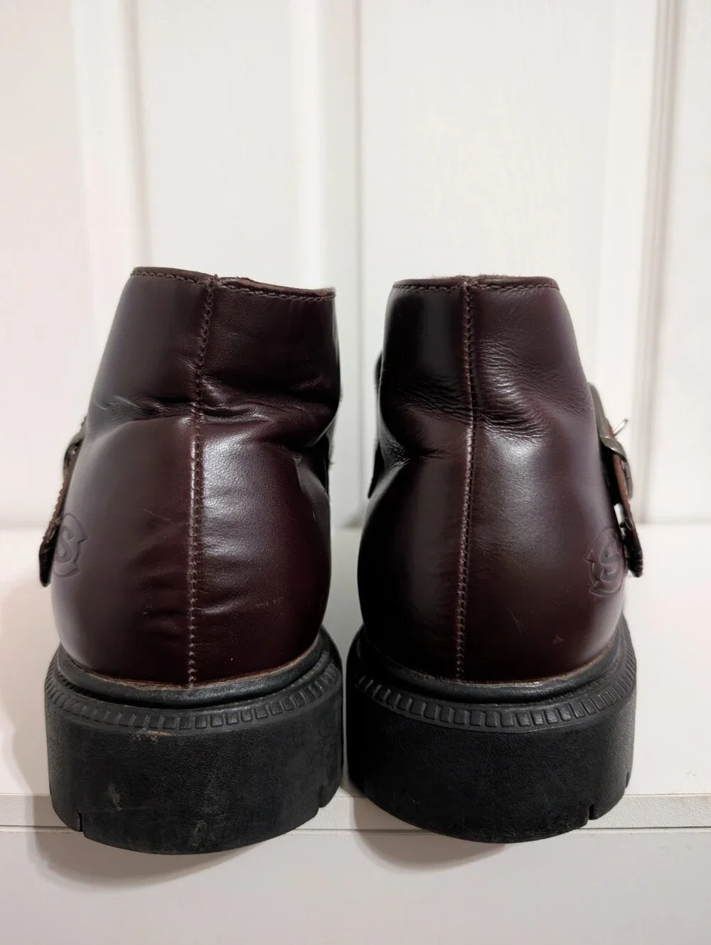 Vtg Skechers Mens Shoes Y2K Brown Leather Buckle Platform Grunge Goth US 13
